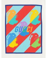 T-shirt à col rond imprimé blanc Gucci