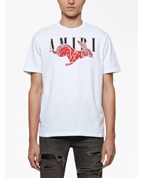 T-shirt à col rond imprimé blanc Amiri