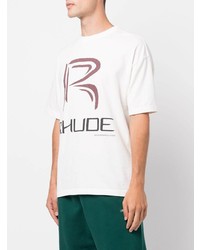 T-shirt à col rond imprimé blanc Rhude