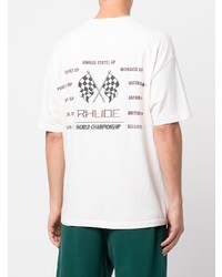 T-shirt à col rond imprimé blanc Rhude