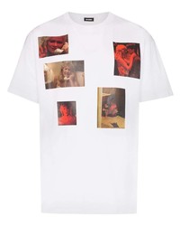 T-shirt à col rond imprimé blanc Raf Simons