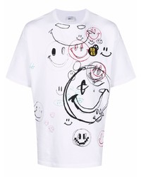 T-shirt à col rond imprimé blanc Raf Simons