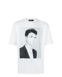 T-shirt à col rond imprimé blanc Raf Simons