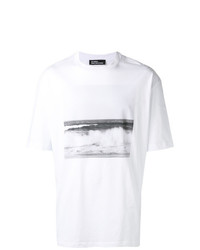 T-shirt à col rond imprimé blanc Raf Simons