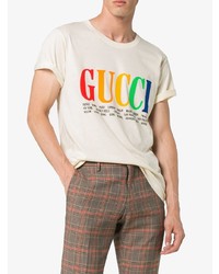 T-shirt à col rond imprimé blanc Gucci