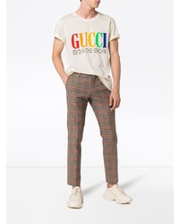 T-shirt à col rond imprimé blanc Gucci