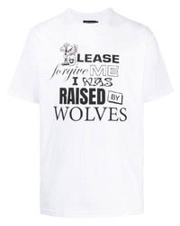 T-shirt à col rond imprimé blanc Raised By Wolves