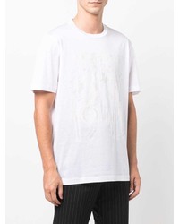 T-shirt à col rond imprimé blanc Brioni