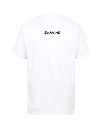 T-shirt à col rond imprimé blanc Supreme