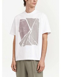 T-shirt à col rond imprimé blanc Z Zegna