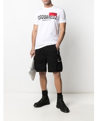 T-shirt à col rond imprimé blanc DSQUARED2