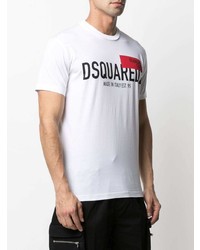 T-shirt à col rond imprimé blanc DSQUARED2