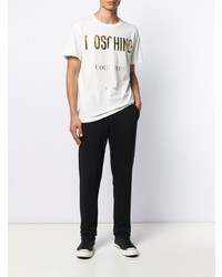 T-shirt à col rond imprimé blanc Moschino