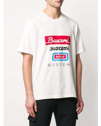 T-shirt à col rond imprimé blanc Buscemi