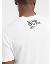 T-shirt à col rond imprimé blanc Valentino