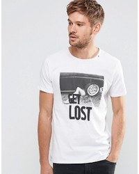 T-shirt à col rond imprimé blanc Replay