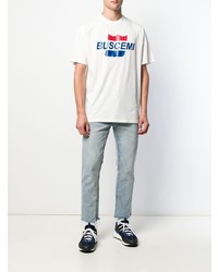 T-shirt à col rond imprimé blanc Buscemi