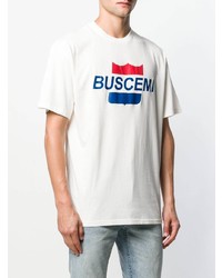 T-shirt à col rond imprimé blanc Buscemi