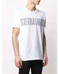 T-shirt à col rond imprimé blanc DSQUARED2