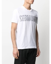 T-shirt à col rond imprimé blanc DSQUARED2