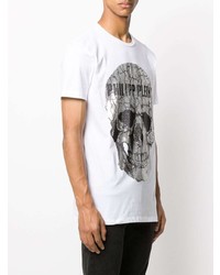 T-shirt à col rond imprimé blanc Philipp Plein