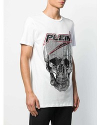 T-shirt à col rond imprimé blanc Philipp Plein