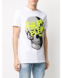 T-shirt à col rond imprimé blanc Philipp Plein