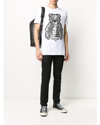 T-shirt à col rond imprimé blanc Philipp Plein