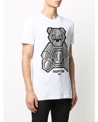 T-shirt à col rond imprimé blanc Philipp Plein