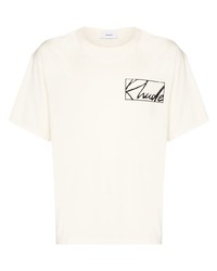 T-shirt à col rond imprimé blanc Rhude