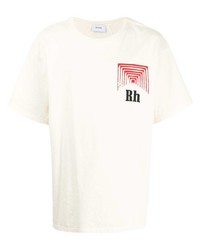 T-shirt à col rond imprimé blanc Rhude