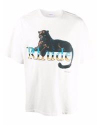 T-shirt à col rond imprimé blanc Rhude