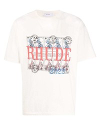 T-shirt à col rond imprimé blanc Rhude