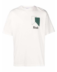 T-shirt à col rond imprimé blanc Rhude