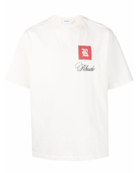 T-shirt à col rond imprimé blanc Rhude