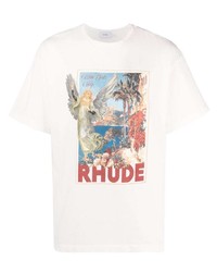 T-shirt à col rond imprimé blanc Rhude