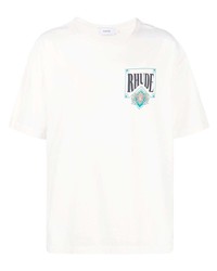 T-shirt à col rond imprimé blanc Rhude