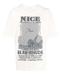 T-shirt à col rond imprimé blanc Rhude