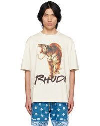 T-shirt à col rond imprimé blanc Rhude