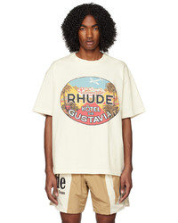 T-shirt à col rond imprimé blanc Rhude