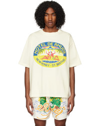 T-shirt à col rond imprimé blanc Rhude