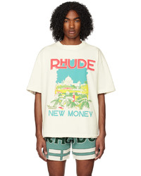 T-shirt à col rond imprimé blanc Rhude