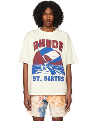 T-shirt à col rond imprimé blanc Rhude