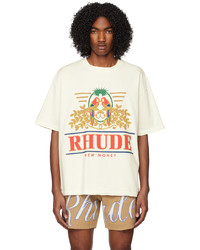 T-shirt à col rond imprimé blanc Rhude