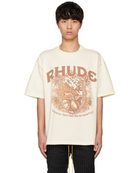 T-shirt à col rond imprimé blanc Rhude