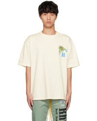 T-shirt à col rond imprimé blanc Rhude