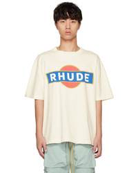 T-shirt à col rond imprimé blanc Rhude