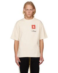 T-shirt à col rond imprimé blanc Rhude