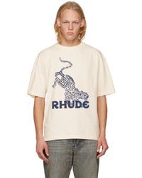 T-shirt à col rond imprimé blanc Rhude