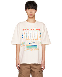 T-shirt à col rond imprimé blanc Rhude